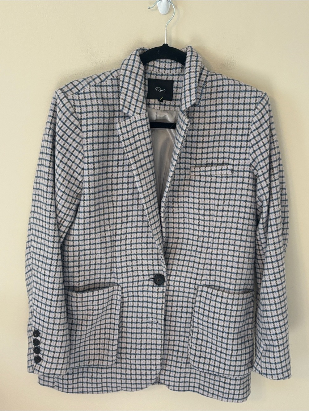 Rails Windsor Lilac Navy Mini Check Wool Blend  Blazer
